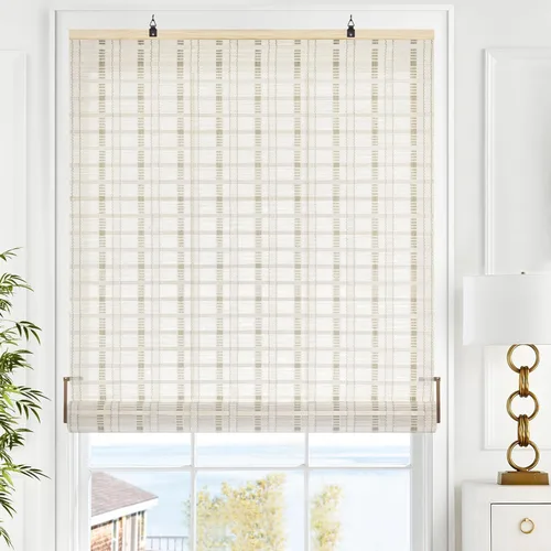 Vista 12 de LazBlinds Persianas de Bambú sin Cordón, Cortinas Enrollables para Ventanas, Persianas Colgantes con Filtro de Luz para Ventanas, Cortinas de Bambú