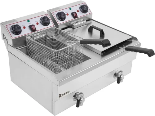Vista 8 de Winado Freidora eléctrica 10QT, freidora de acero inoxidable con cesta y tapa