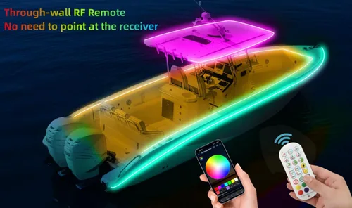Vista 4 de Luces de barco LED de 45 pies, luces de tira marinas RGB
