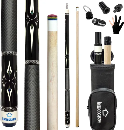 Vista 8 de HomeSeason Carbon Fiber Pool Cue Stick 58" Billiard Cue Sticks 20oz Professional Competition Low Deflection Pool Sticks with Leather Bag 3/8 * 8 Pin