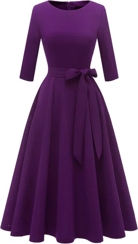 Vista 10 de DRESSTELLS Vestidos de cóctel para mujer, vestido vintage de boda para Negro
