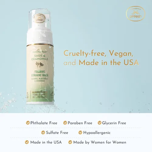 Vista 5 de Honestly pHresh Jabón femenino espumoso para mujeres, limpiador íntimo natural equilibrado con pH con prebióticos y probióticos. Vegano, seguro
