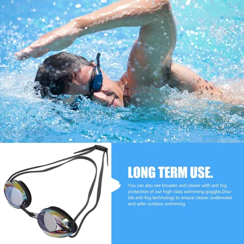 Vista 4 de Adult Anti-fog Swim Goggles for Men Women, Waterproof Wide View Swimming Eye Protector, Black Swimming Equipment for Pool and Training