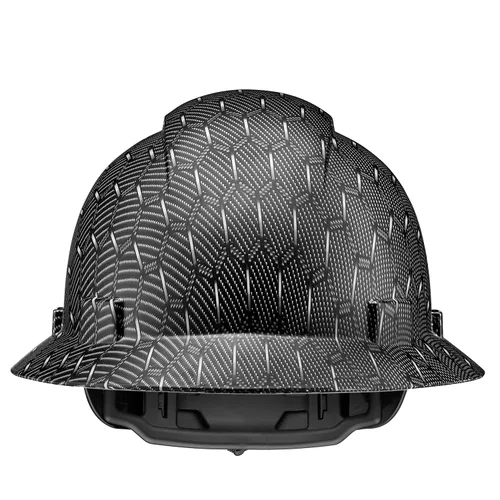 Vista 9 de Casco duro para trabajos de construcción aprobado por la OSHA, de ala completa, aprobado como seguro, con diseño personalizado de fibra de carbono