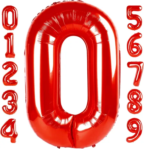 Vista 256 de Globos con números de 40 pulgadas, color negro, para decoraciones de cumpleaños de 10 a 100 años Jumbo 40In & Vibrant Color, With Hanging Holes