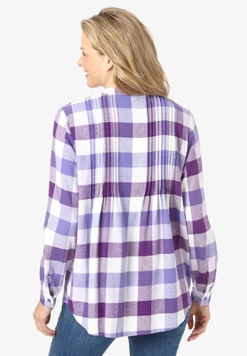 Vista 6 de Camisa de franela Woman Within, con plisado, de gran tamaño, para mujer