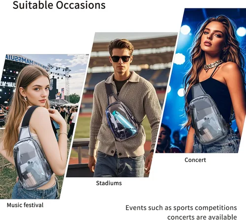 Vista 3 de TINYAT T9060 - Bolso bandolera transparente aprobado para estadios, bolso cruzado casual en el pecho para hombres y mujeres, T9060