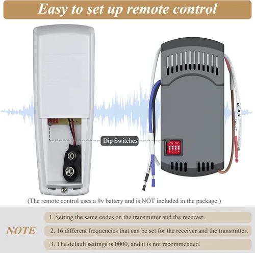 Vista 3 de Kit de control remoto universal para ventilador de techo, repuesto para Hampton Bay Hunter Compatible with Harbor Breeze, UC7078T UC7067RC