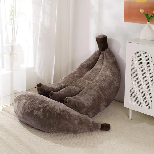 Vista 22 de Sofá de frijoles con otomana IEVENW en forma de banana, sofá de piso con reposapiés, cómodo sofá cama convertible para adultos, sofá de felpa