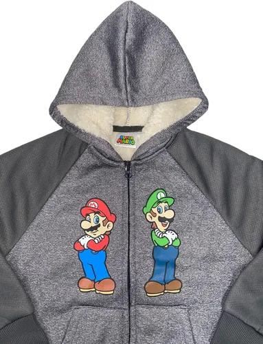 Vista 2 de Isaac Morris Limited Super Mario Little & Big Boys Sherpa - Sudadera con capucha y cremallera