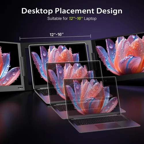 Vista 4 de QQH Extensor de pantalla para laptop, extensor de monitor de portátil USB C Negro