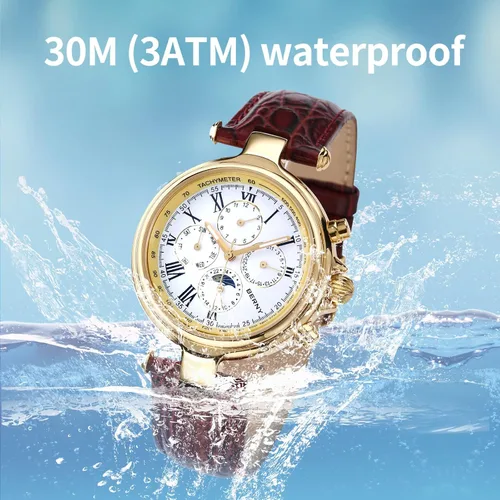 Vista 3 de BERNY Reloj automático para hombre, mecánico, cuerda automática, 3ATM, resistente al agua, multifuncional, cristal mineral, resistente a