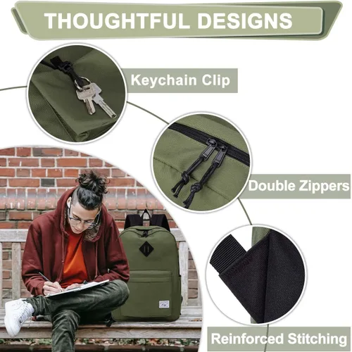 Vista 8 de Kasqo Mochila para mujeres y hombres, mochila clásica ligera y resistente al agua para adolescentes, niñas, niños, mochila informal de viaje escolar