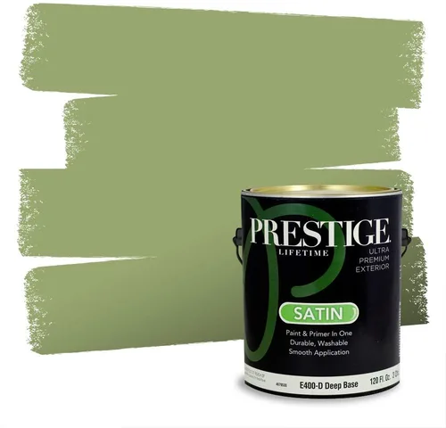 Vista 172 de Prestige Paints - Pintura exterior e imprimación en uno, 1 galón, plano, compatibilidad comparable con el color menta «Whipped Mint» de Behr