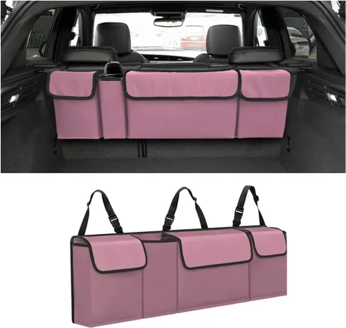 Vista 10 de AUCELI Organizador de Maletero para Auto, Organizador Colgante Grande para Asiento Trasero con Correas Ajustables, Bolsa de Carga Plegable