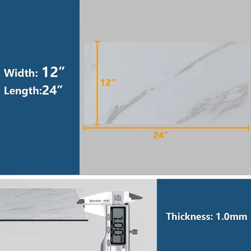 Vista 2 de VEELIKE Azulejos de mármol blanco para despegar y pegar de 12 x 24 pulgadas, suelo de vinilo impermeable para baño, autoadhesivo, extraíble
