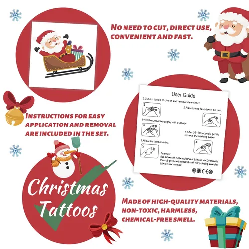 Vista 7 de winthrop 240 tatuajes temporales de Navidad a granel para niños, envueltos individualmente, impermeables, tatuajes de seguridad, la mejor opción
