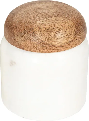 Vista 9 de Creative Co-Op Tapa de madera con diseño de mármol moderno, recipiente natural Beige