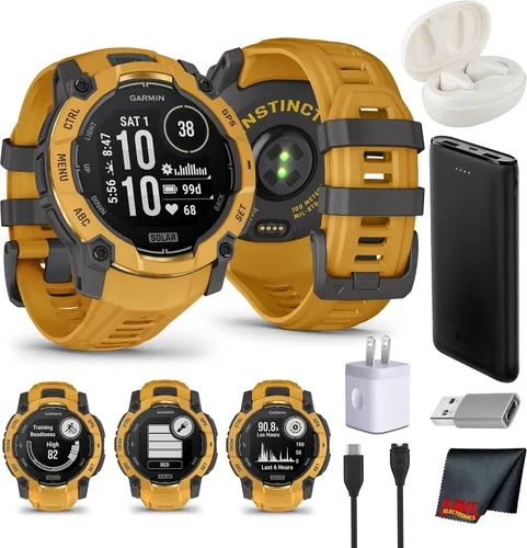 Vista 16 de Garmin Instinct 3 45mm, pantalla con carga solar, reloj inteligente GPS resistente para exteriores, bisel reforzado con metal, linterna incorporada