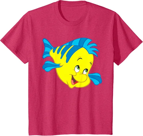 Vista 53 de Disney Camiseta de disfraz de cara grande de la Sirenita Flounder Sidekick