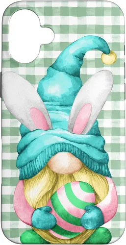 Vista 23 de iPhone 15 Pro Max Lindo gnomo de Pascua para caza de huevos en primavera Buffalo Plaid Case