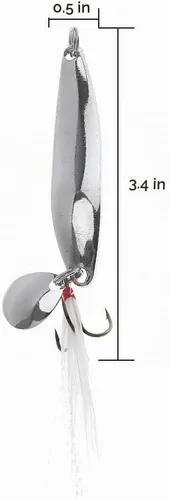 Vista 7 de Kit de pesca de señuelos de cucharas de 5 piezas, cebos giratorios de metal con ganchos agudos para lubina salmón