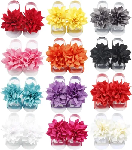Vista 7 de Sandalias con Flor para Pies Descalzos de Niña Bebé para Recién Nacidos (0-3T)