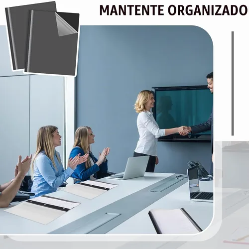 Vista 4 de Teling 48 fundas transparentes para informes frontales con sujetadores de 3 Negro