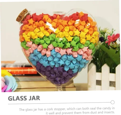 Vista 3 de Tarro de cristal con forma de corazón para dulces con tapa para frutas secas, almacenamiento de joyas y uso doméstico, elegante recipiente