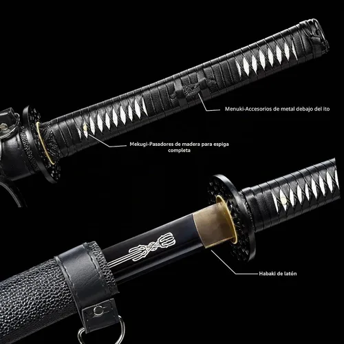 Vista 6 de Espada samurái Espadas katanas tradicionales forjadas a mano auténticos samuráis japoneses Colección Katanas de acero de alto carbono Sharp Full