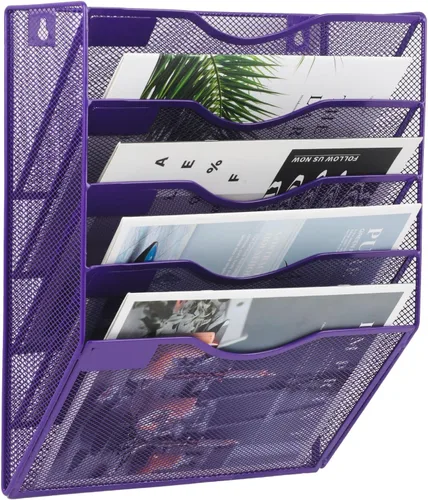 Vista 50 de EASEPRES Organizador de archivos de malla de 3 bolsillos para colgar en la pared, carpeta de papel para correo montada en la pared, organizador