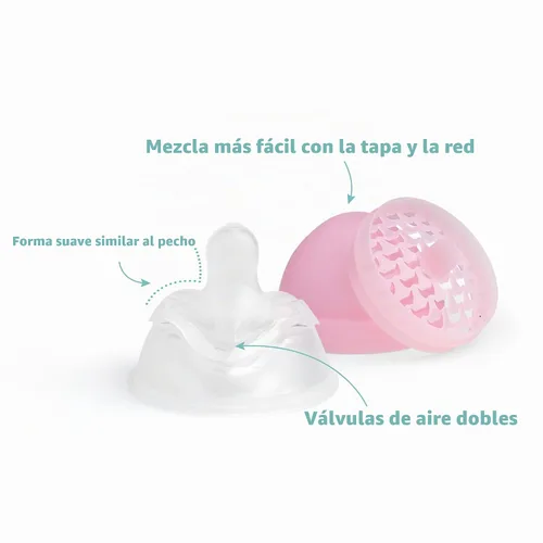 Vista 6 de Herobility Botellas Anti-Cólico Dobles para Bebé – 5 fl oz/140ml – Paquete de 4 – Multicolor – Blanco, Gris, Rosa, Rosa de Hawthorn