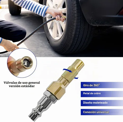 Vista 4 de Boquilla de aire de latón resistente con conector rápido, 7 unidades, con conector rápido, aguja de aire con adaptadores para inflador