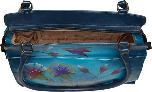 Vista 5 de Anna by Anuschka Bolso grande de piel auténtica pintada a mano para mujer doble asa de cuerda cierre magnético de solapa