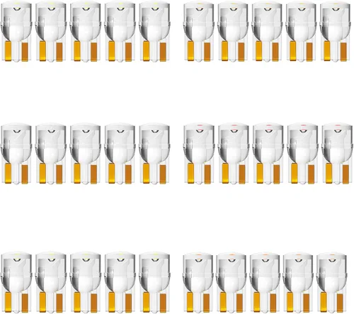 Vista 8 de Alopee Paquete de 30 bombillas LED 194 ámbar acrílico T10 bombilla LED ámbar DC 12V luces interiores de coche para 194 168 T10 2825 W5W marcador