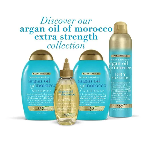 Vista 3 de OGX Extra Strength Hydrate Repair + Argan Oil of Marruecos Mascarilla para el cabello Hidratante Profundo, Tratamiento Acondicionador, Cítricos, 6