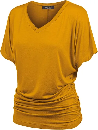 Vista 33 de Made By Johnny Camiseta de manga corta Dolman con cuello barco y dobladillo curvado para mujer, ajuste holgado Wt1037_aqua