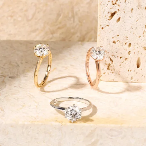 Vista 6 de SMILEST 2ct Moissanite Engagement Rings for Women, 925 Sterling Silver Rosa