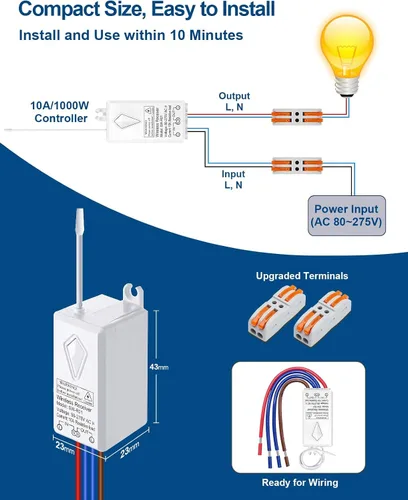 Vista 5 de Thinkbee Kit de interruptor de luz inalámbrico, interruptor de pared remoto