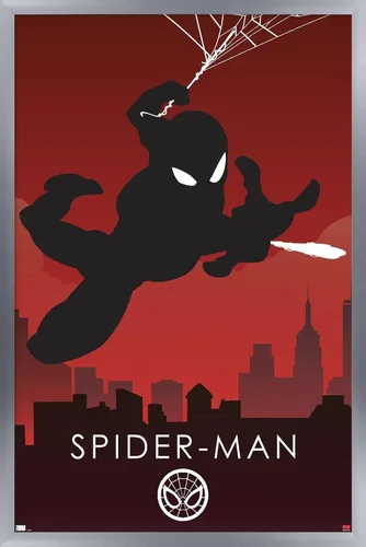 Vista 7 de Trends International Marvel Heroic Silhouette - Póster de pared de Spider-Man, 22.375 x 34 pulgadas, versión sin marco