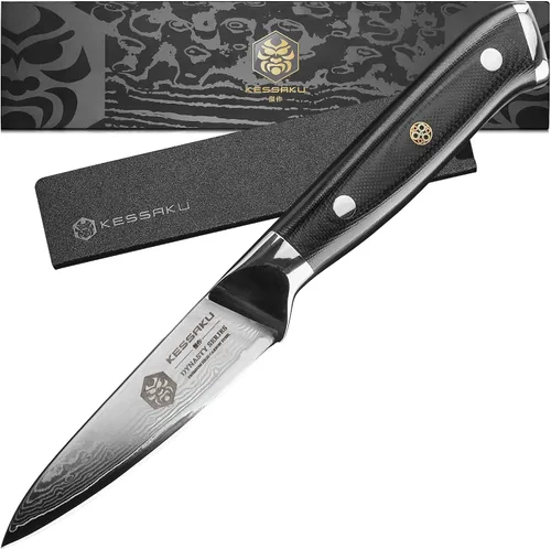Vista 10 de KESSAKU Cuchillo de trinchar – 12 pulgadas – Serie Damascus Dynasty – Razor Sharp – Granton Edge – Acero inoxidable japonés forjado de 67 capas