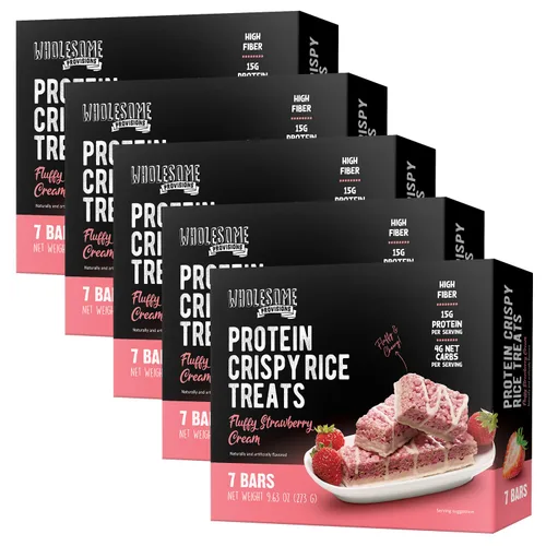 Vista 18 de Barritas de Arroz Crujiente de Proteína, 15g de Proteína, 3g-7g de Carbohidratos Netos, Bajo en Carbohidratos, Esponjoso, Suave, Gomoso, Sin Gluten