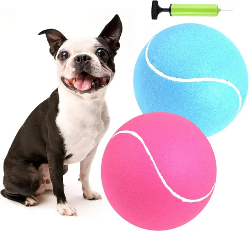 Vista 9 de Pelota de tenis grande para perros, pelotas de tenis gigantes inflables de 9.5 pulgadas, juguetes grandes para mascotas para deportes al aire