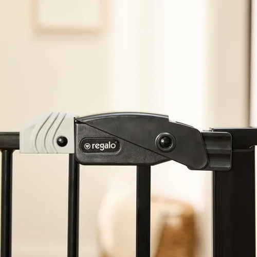 Vista 6 de Regalo Easy Step - Puerta para bebé extra alta con acceso, kit adicional, incluye kit de extensión de 4 pulgadas, kit de montaje a presión, ventosas