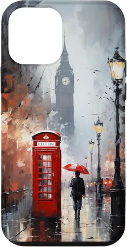 Vista 16 de Funda para iPhone 16 Wet London Iconic Red Phone Booth Clocktower Art Cover Phone Case