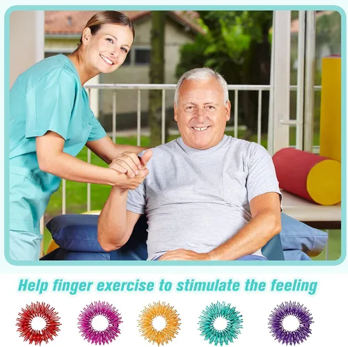 Vista 4 de 100 paquetes de anillos sensoriales con puntas, anillos sensoriales de acupresión con puntas para adultos, anillo antiestrés silencioso y masajeador