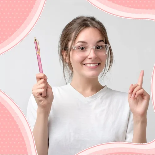 Vista 5 de Epakh 11 piezas bolígrafos de lujo para mujer, bolígrafos retráctiles de metal con purpurina brillante y bonitos, tinta negra, punta media de 1.0