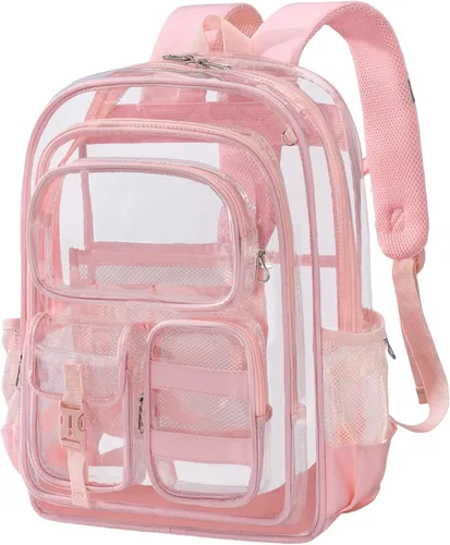 Vista 27 de Mochila transparente de tres capas, bolsa transparente resistente para niños, mochila transparente para niñas y niños (beige)
