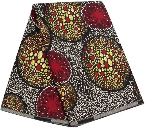 Vista 18 de BintaRealWax Tela africana de 6 yardas 100% algodón Ankara Kente Print Fabric Paño geométrico circular rojo de la impresión de la cera