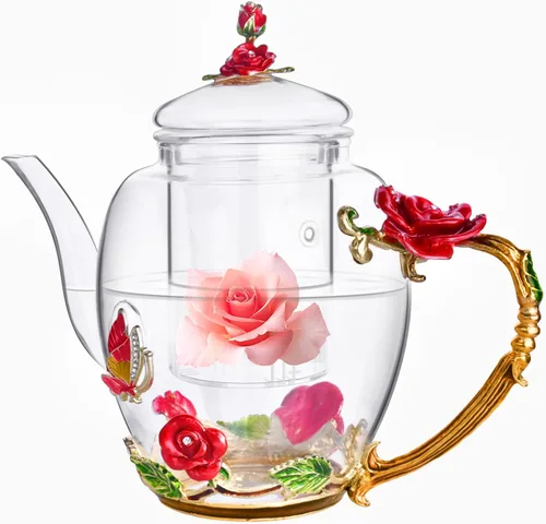 Vista 13 de OEAGO Regalos para tía de sobrina y sobrino Taza de té Regalo genial de cumpleaños Esmalte Flores Vasos de vidrio Tazas de Navidad Día de las Madres